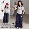 Conjunto de Verano para Niñas 2026 Nuevo Estilo Callejero Coreano Camiseta sin Mangas y Pantalones Jogger Conjunto de Dos Piezas para Niños Mayores