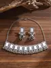 Moda Transfronteriza Europea y Americana Estilo Retro Indio Collar con Pintura al Óleo para Mujer Juego de Joyería con Pendientes de Carrillón de Viento Estilo Pintura al Óleo Gama Alta
