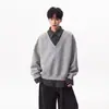 Sudadera falsa de dos piezas con cuello de camisa para hombre, versátil, artística, estilo japonés, nueva moda Harajuku de tendencia, simple, elegante y moderna