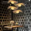 Lustre de bambu trançado estilo japonês para escadas, lustre vintage para restaurantes, lustre criativo para restaurantes de hot pot, hotéis e pousadas, feito à mão