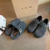 Estilo Inverno 2025 Sapatos de Algodão com Aumento de Altura de 5cm, Sapatos Peludos Retrô Estilo Coreano, Slip-On Fechado, Sapatos Birkenstock Forrados com Lã para Mulheres
