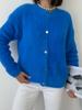 Cárdigan de Punto Comercial Imitación Terciopelo de Visón Suave y Ceroso Transfronterizo para Mujer Otoño e Invierno 2024 Suéter Chaqueta de Cuello Redondo Estilo Perezoso para Mujer