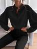 Camisa Feminina de Cor Sólida com Gola Redonda e Manga Longa, Botões Frontais, Estilo Commuter Novo Europeu e Americano, Coleção Primavera/Verão 2026
