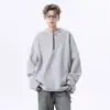 Sudadera retro americana con media cremallera, tachuelas, hombrera deconstruida para hombre y mujer, estilo high street, nueva primavera/otoño 2026, manga larga holgada