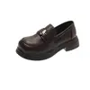 Mocasines versátiles de suela gruesa estilo británico, nuevo modelo primavera y otoño 2026, sin cordones, suela blanda, piel suave, cómodos, corte profundo, zapatos de un solo color