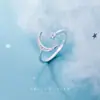 Anel de Prata Nalan S925 para Mulheres Estilo K Pequeno Fresco Diamante Lua Estrela Crescente Baía Aberta Pulseira J4964