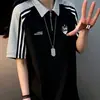 Juvenil Versátil 2026 Nuevo Estilo Holgado Moderno Rayas Estampado Casual Versátil Verano Mujer Polo Manga Corta Top