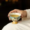 Taza maestra de cerámica Mojihuo Shi Hong con flor de gardenia pintada a mano, de alto valor, con pie alto, taza de té para el hogar, taza individual para juego de té Kung Fu