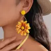 Pendientes de Acero con Flor de Tejido de Rafia Transfronterizos Europeos y Americanos Estilo Vacaciones en la Playa Pendientes de Moda Pendientes Personalizados de Alta Gama
