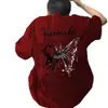 Camiseta de Manga Corta para Niños, Nuevo Estilo de Verano de Gama Alta, Estampado de Mariposa, Marca de Moda, Elegante Streetwear Americano de Nicho, Mangas Tres Cuartos