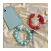 Lanyard para teléfono móvil cuerda corta para muñeca cadena de cuentas hecha a mano colgante portátil ins japonés y coreano mariposa colorida teléfono móvil