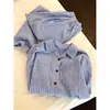 Conjunto de Pijama de Camisa Rayada Fresco y Sencillo para Mujer, Otoño Talla Extra Holgado Manga Larga Top y Pantalones Conjunto Casual para Casa