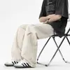 Calças Casuais de Sarja Plissada Estilo Americano para Homens, Calças Finas de Secagem Rápida para o Verão, Calças Esportivas Largas de Perna Reta Cor Khaki de Seda de Gelo