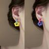 Nuevos Aretes de Flores de Color Dopamina Dulce de Primavera Moda Bloque de Color Pequeños Frescos Simples Versátiles Aretes de Aro Pequeños