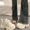 Zapatos de Plataforma Gruesa Estilo Papá Blancos Versátiles Súper Populares para Mujer con Ligero Aumento de Altura, Zapatos Casuales Nuevos 2025