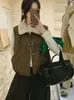Chaleco de gamuza con solapa de lana de cordero sintética para mujer, estilo nuevo de otoño e invierno 2026, chaleco grueso cálido, chaleco acolchado, chaqueta