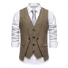 Nueva colección de otoño e invierno: chaleco de hombre con cuello en V de espiga, estilo retro británico talla europea, adecuado para bodas, negocios y uso casual
