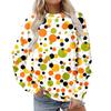 Suéter holgado de manga larga con cuello redondo y estampado 3D de calavera de Halloween para mujer europea y americana 2024 para otoño e invierno