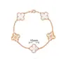 Pulsera de Calcedonia Morada Natural de Cinco Flores [Versión Alta Dorada V Chapado Grueso en Oro] Pulsera de Trébol de Cuatro Hojas de 18 Quilates para Mujer, Artesanía Exquisita
