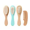 Escova de Lã de Faia para Bebê, Escova de Banho Infantil, Pente Massageador com Almofada de Ar, Escova para Aparar Cabelo, Escova de Lã de Madeira de Lótus