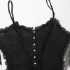 Moda Feminina Transfronteiriça Verão 2026 Moda Europeia e Americana Versátil Slim-Fit Top Camisole Bordado Decorado com Botões para Mulheres E75205