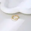 Estilo Luxo Leve, Elegante Corrente de Zircônia em Forma de Diamante, Anel Aberto Ajustável Vazado, Anel de Dedo Indicador de Alto Padrão Nicho para Mulheres