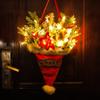 Chapéu de Natal Luminoso Criativo Pingente de Decoração Árvore de Natal Plantas Verdes Artificiais Folhas de Pinheiro Pendurado na Porta Suprimentos de Decoração para Árvore de Natal