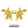 Pendientes de botón de flor de iris vintage usados para mujer, de nicho, sensación de alta gama, temperamento retro, modernos, individuales, joyería para orejas versátil