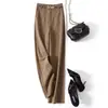 Con cinturón, elegante para ir al trabajo, amigable con la piel, nuevos pantalones anchos de pierna recta holgados de cintura alta para mujer, pantalones rectos relajados, pantalones casuales de lana