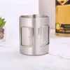 Copo de Cerveja de Aço Inoxidável 304 de Camada Dupla com Alça Dobrável para Uso Externo Copo de Água Isolado Natural 500ml