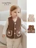 Chaleco para Bebé Otoño Invierno Ropa de Abrigo Bolsillo Dulce Chaleco sin Mangas Ropa Interior para Bebé Cálido Lindo Top Manto de Felpa