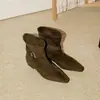 Botas de neve quentes e versáteis com forro de fleece, novo estilo inverno 2026, uso bidirecional, calce fácil, sapatos peludos, sapatos estilo Birkenstock para mulheres