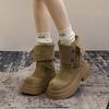 Botas de Combate Estilo Británico Tacón Grueso Suela Gruesa para Mujer Cyber Celebérrimo Retro 2024 Nueva Moda Aspecto Delgado Botas de Media Caña con Aumento