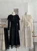 Saia Omalai com Renda Costurada Feminina Outono e Inverno Novo Estilo Macia e Aveludada Cintura Alta Longa Foto Real 5422