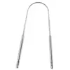 Raspador de lengua de acero inoxidable de 2 piezas, limpiador de lengua manual, herramienta de limpieza bucal.