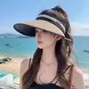 Sombrero de Protección Solar para Mujer, Protección UV de Verano, Sombrero de Sol de Ala Ancha, Sombrero de Copa Abierta, Sombrero de Paja para Ciclismo, Sombrero de Sol, Cubre Rostro, Versátil