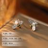 925 Brincos de Abelha Bonitos de Prata Esterlina Contas de Diamante Vintage High-end Luz de Luxo Elegante Brincos Franceses Brincos Femininos
