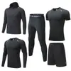 Traje Profissional de Fitness para Corrida Masculino 2025 Novo Conjunto de Cinco Peças de Secagem Rápida para Corrida Matinal Respirável Casual Sportswear Estampado