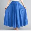 42 colores en stock Falda Japonesa Lotte Explosiva talla grande de Algodón y Lino Cintura Elástica Lino Color Sólido Corte A Largo