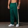 Calça Casual Listrada em Preto e Branco com Costura Estilo Americano Calças Listradas Street Fitness Corrida Esportes Calças Retas Novo