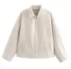 Transfronterizo en stock Otoño e Invierno Chaqueta de Mujer con Solapa de Manga Larga y Cremallera Moda de Comercio Exterior Europeo y Americano Chaqueta Casual Holgada para Mujer