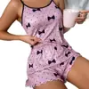 Comercio Exterior Europeo y Americano Estampado Primavera y Otoño Venta al por mayor Pijamas Conjunto de Dos Piezas Estampado de Leopardo Lencería Sexy Ropa de Casa para Mujer