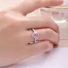Moissanita Rosa 1-2 Quilates Luxo Acessível Anel Retrô Rosa Coração Feminino Par de Anéis de Diamante Casamento Par Proposal