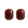 Aretes Vintage Ovalados de Color Borgoña, Moda Francesa, Versátiles y Elegantes, Aretes Sencillos, Aretes de Moda Popular para Celebridades de Internet de Nicho