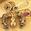 Llavero de Calabaza del Zodiaco Doce y Monedas de los Cinco Emperadores con Doble Colgante de Pixiu para Atracción de Riqueza, Regalo Creativo para Hombres y Mujeres