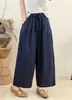 Pantalones Rectos de Lino Lyocell Estilo Nuevo de Verano, Pantalones Casuales Sueltos de Cintura Elástica Vintage Nuevo de Verano Venta al por Mayor