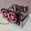 Chassi Pequeno Transparente de Vidro Atx Montado para Computador de Mesa Matx Aberto em Acrílico Plataforma DIY