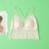Almohadilla de Látex Seda Hermoso Espalda Camisola Sujetador Seda de Morera Encaje Satén Sin Varillas Fino Ropa Íntima para Mujer Verano