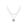 Collar de plata de doble capa para mujer, diseño de nicho simple, temperamento, estilo frío, cadena de clavícula, cadena de suéter corto de celebridades de Internet, todo a juego