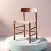 Silla de Comedor Media Antigua Apartamento Pequeño Comedor Hogar Silla con Respaldo Estilo Japonés Madera Maciza Casual Nórdico Simple Retro Cuerda